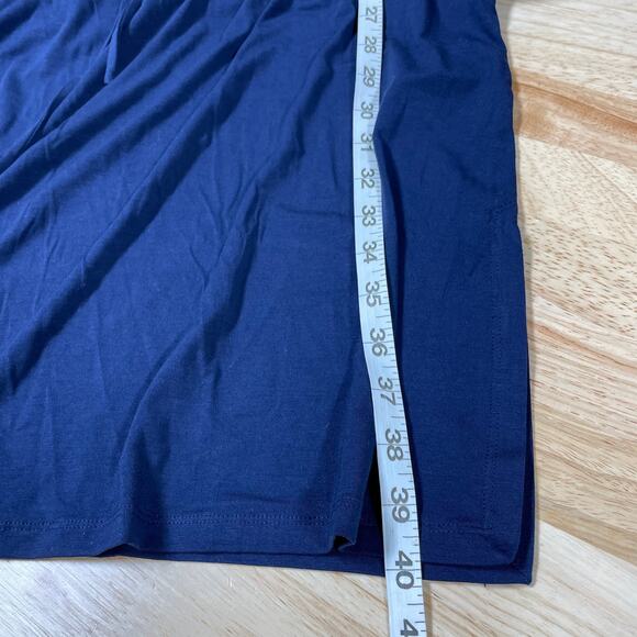 Eileen Fisher NWT Mock Neck Drawstring Tie Waist Dress Navy Size M Sleeveless - Picture 9 of 9